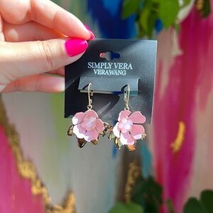 Simply Vera Vera Wang Pink and Gold Floral Earrings